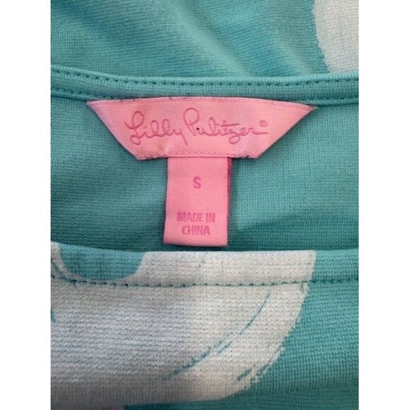 Lilly Pulitzer S Blue Chain Print 3/4 Sleeve Shift Dress Cotton/Spandex Womens C - Picture 3 of 5